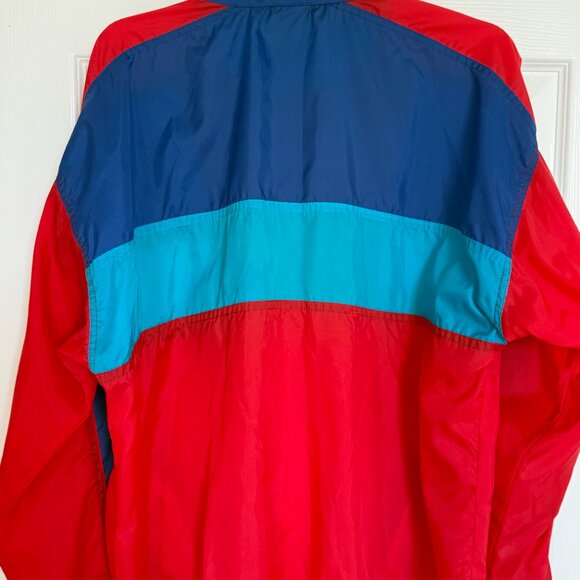 VINTAGE 80s Adidas Windbreaker Lightweight Jacket Mens Colorblock Full Zip - Picture 6 of 7